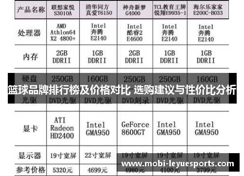 篮球品牌排行榜及价格对比 选购建议与性价比分析