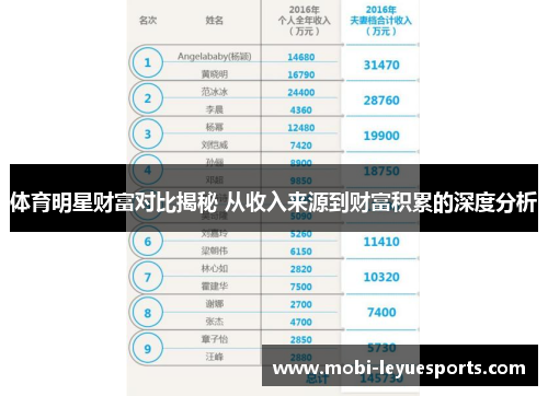 体育明星财富对比揭秘 从收入来源到财富积累的深度分析